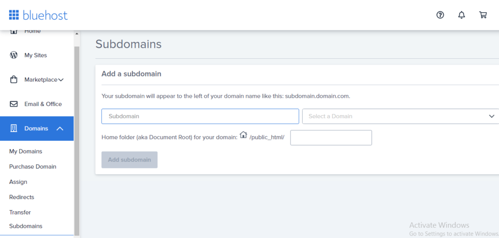 add sub domain
