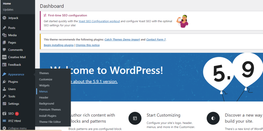 WordPress menu