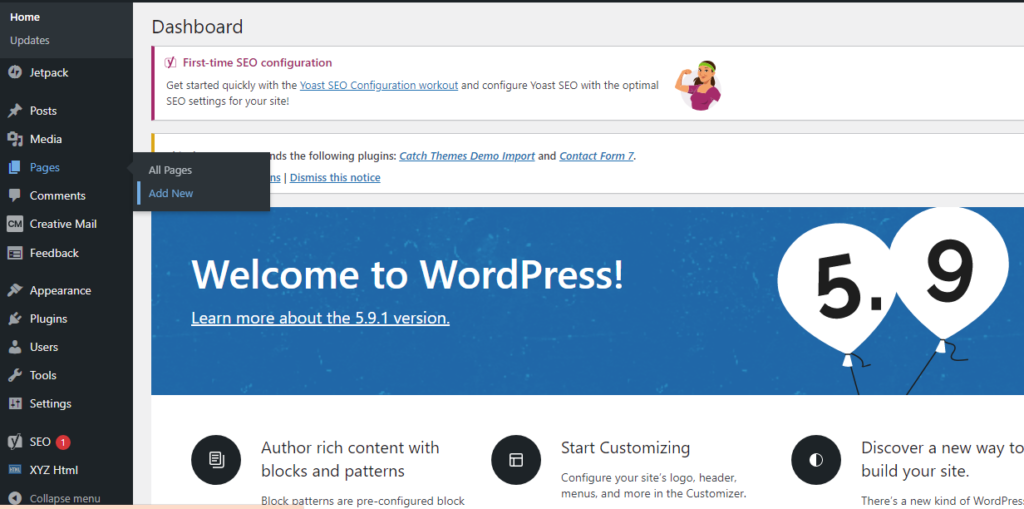 Wordpress page