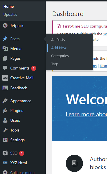 Creating a WordPress blog
