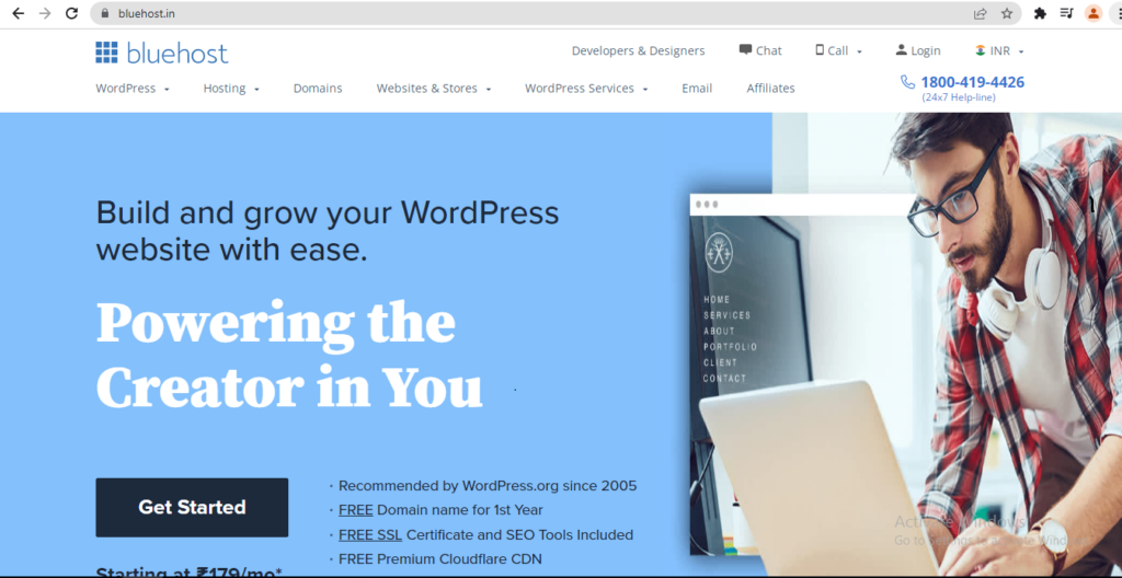 Bluehost homepage