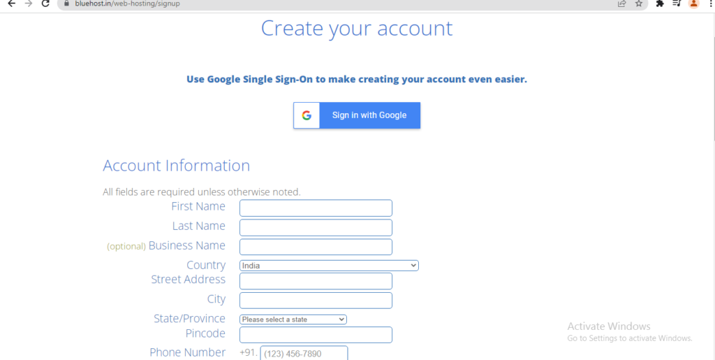 Buy domain aand hosting - create an account